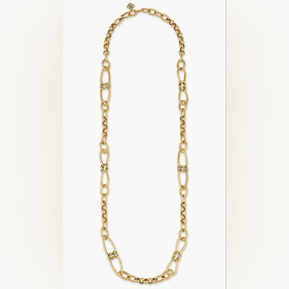 Kendra Scott Fallyn Long Strand Necklace Vintage Gold Tone Chunky Chain